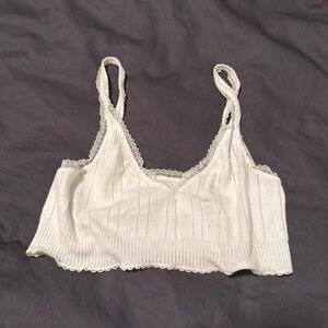 Elegant White Lace Trimmed Women's Top